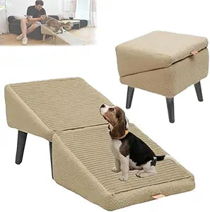 🐶 Give Your Pup Royal Access – Ramp + Ottoman Inside! 👑